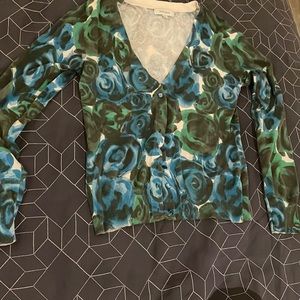 Blue and green flowered cardigan